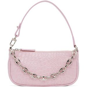 By Far Mini Rachel Pink Croc-Embossed Bag